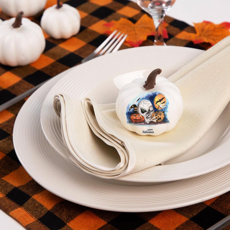 LOVEINUSA Artificial Pumpkins, 12PCS White Fake Pumpkins Fall Harvest Pumpkins Faux White Pumpkins for Halloween Thanksgiving Decorations - Image 5